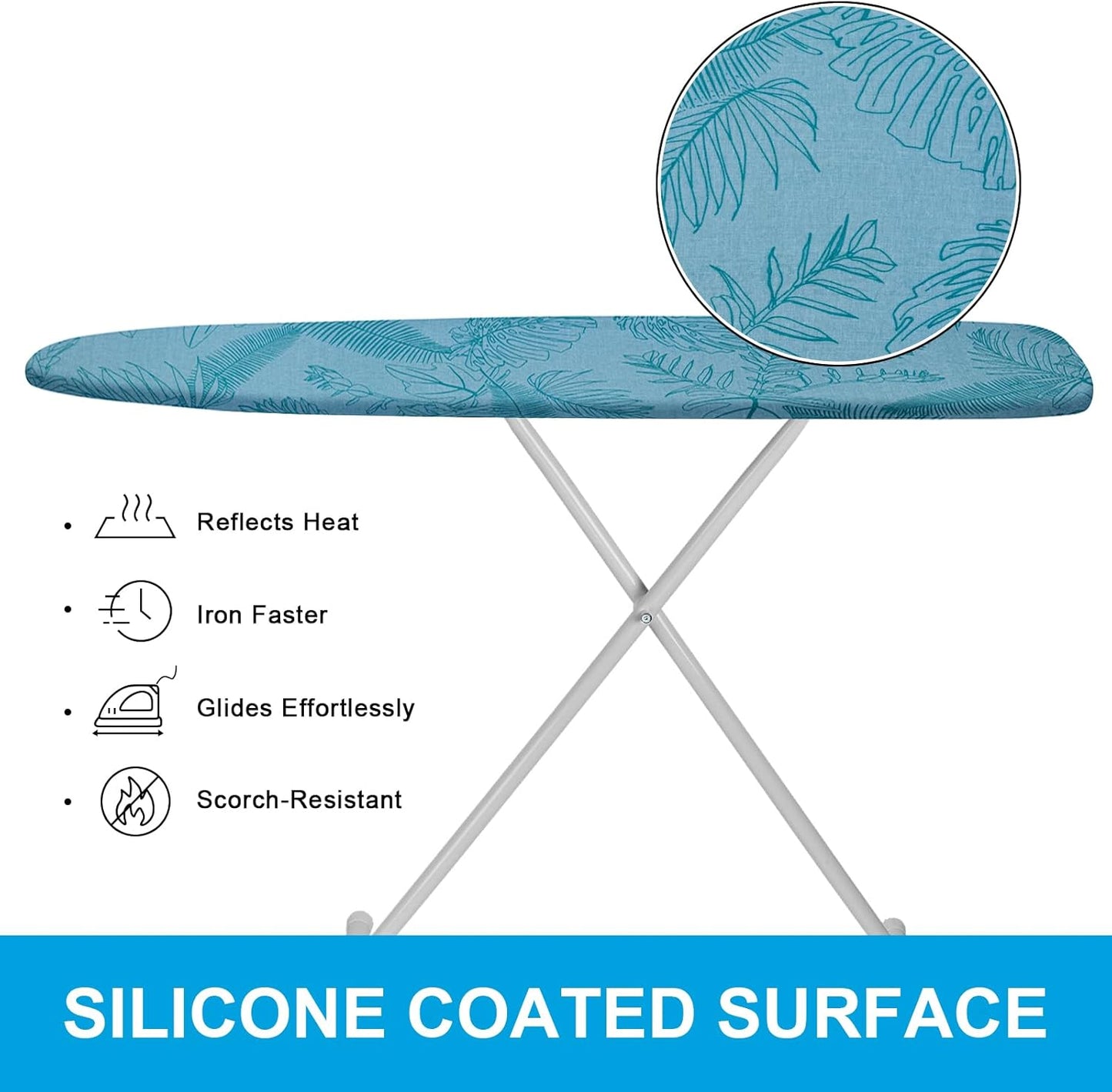 Ironing Board Cover for 18" x 49", Extra-Wide Pad with Elastic Edge, Thick Padding, Anti-Scorch, Bonus Mesh Cloth