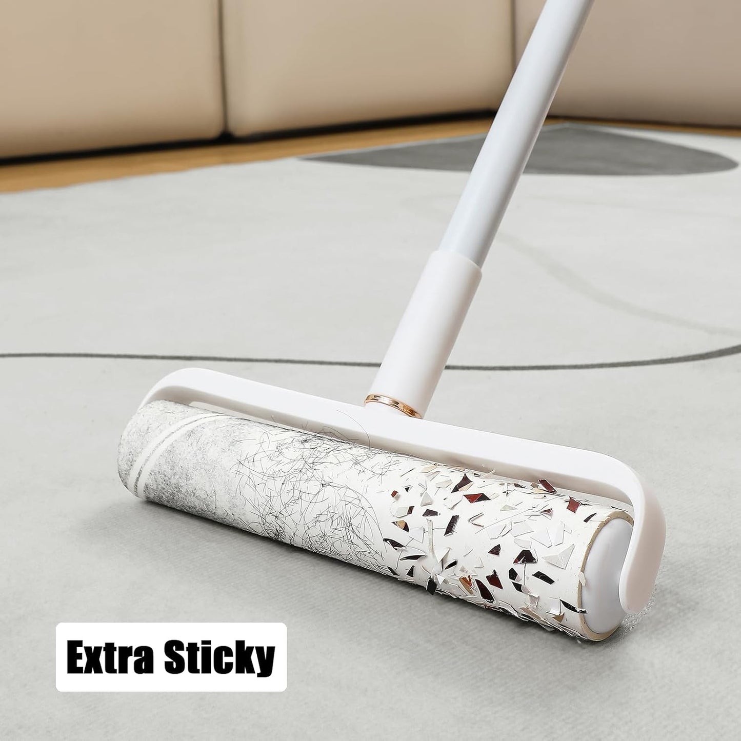 6 Pack 9.45 inch Lint Roller Refill Extra Sticky 9.4-9.5 inch Wide Large Lint Roller Refills for Floor Pet Hair Remover Replacement Refills Total 360 Sheets (6 Sticky Rolls)