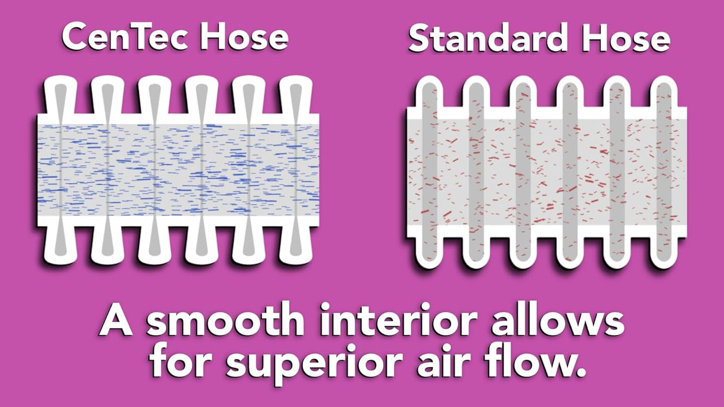 Cen-Tec Systems 10 Ft. Premium Shop Vacuum Extension Hose with 2 tank adapters and 1.25" curved end,120"L x 1.25"W, Silver
