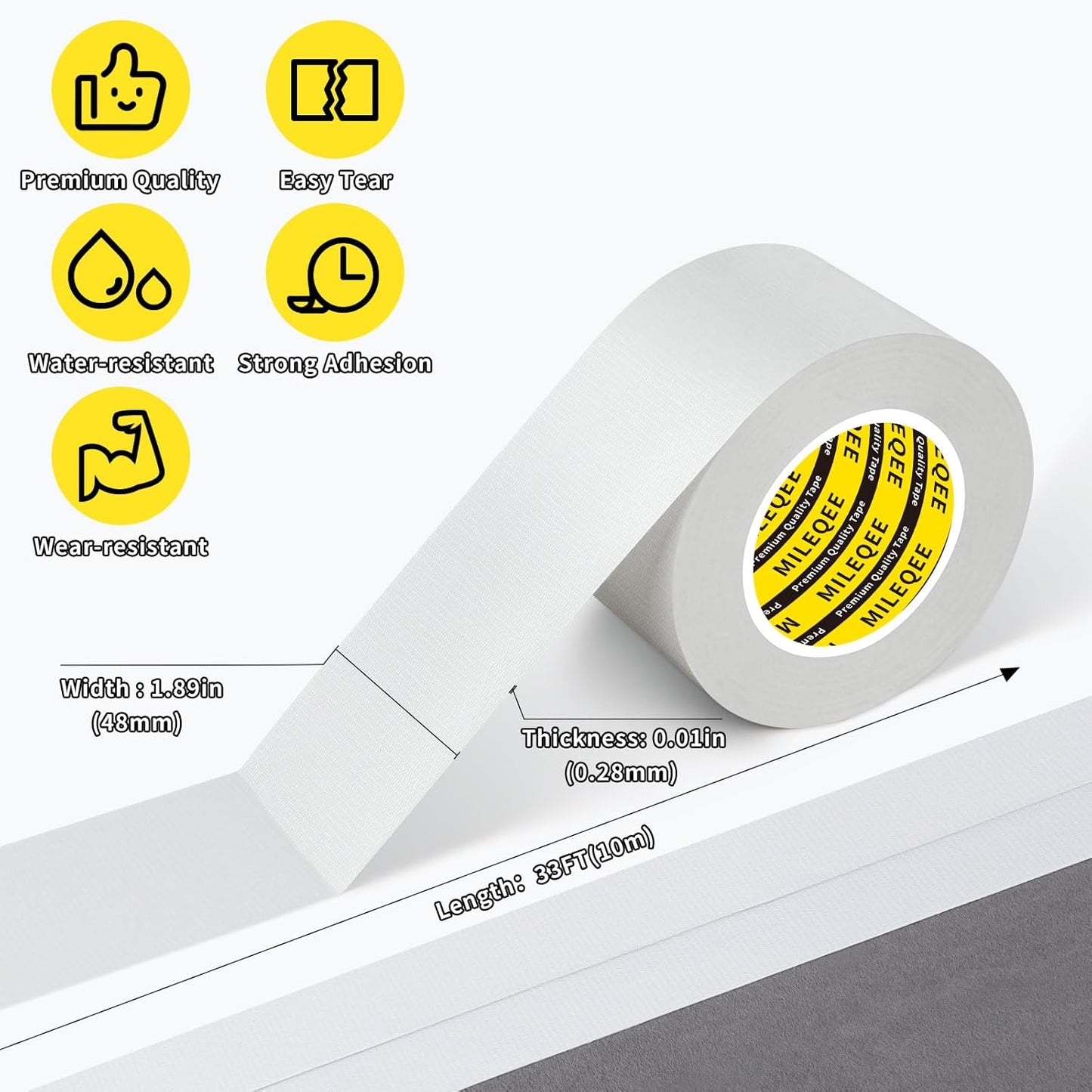 Cloth Duct Window Seal Strip Tape for Winter, 1.89in x 33FT, Weather Stripping Sealing Insulation Tape for Windows and Door, Easy Tear Sealer Draft Blocker