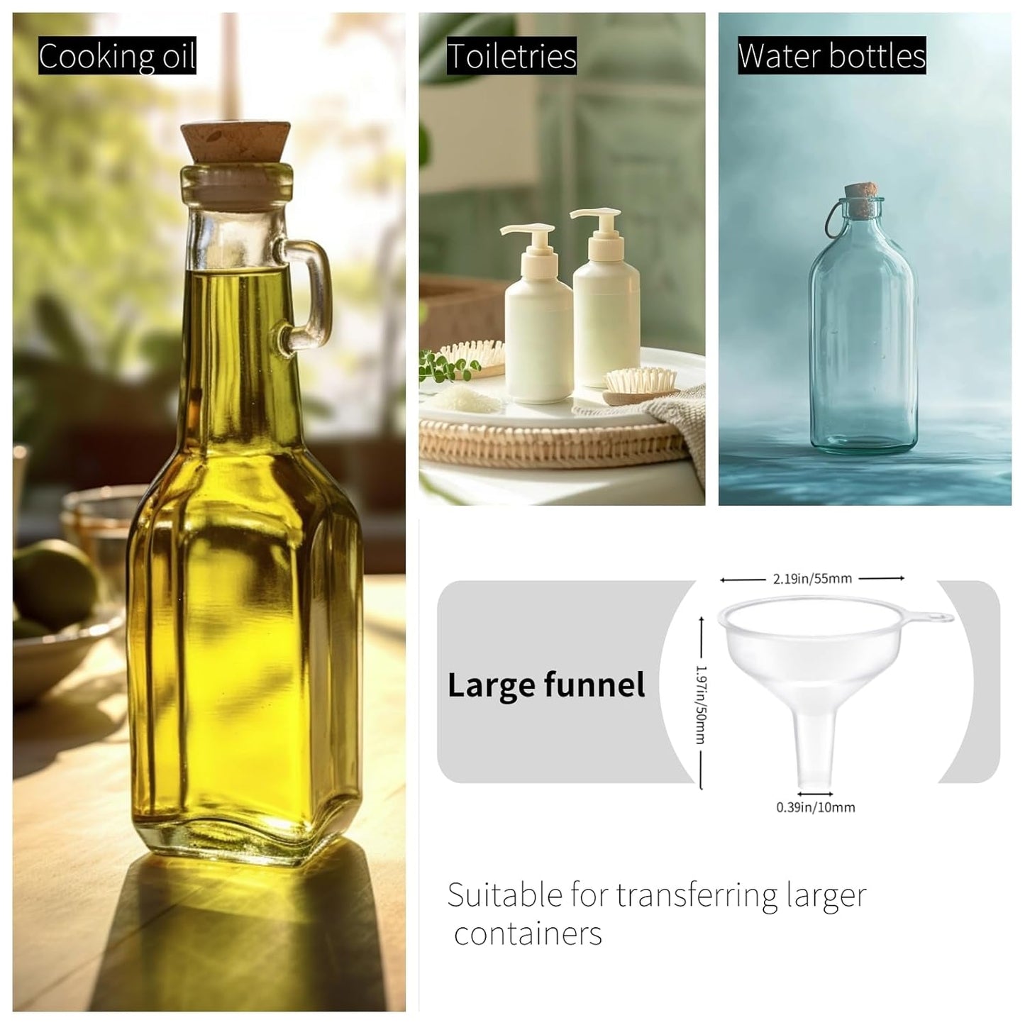 9 Pack Small Funnel Kit 3 Sizes w/Droppers for Kitchen Bottles, Essential Oils, Capsules & Pet Souvenirs