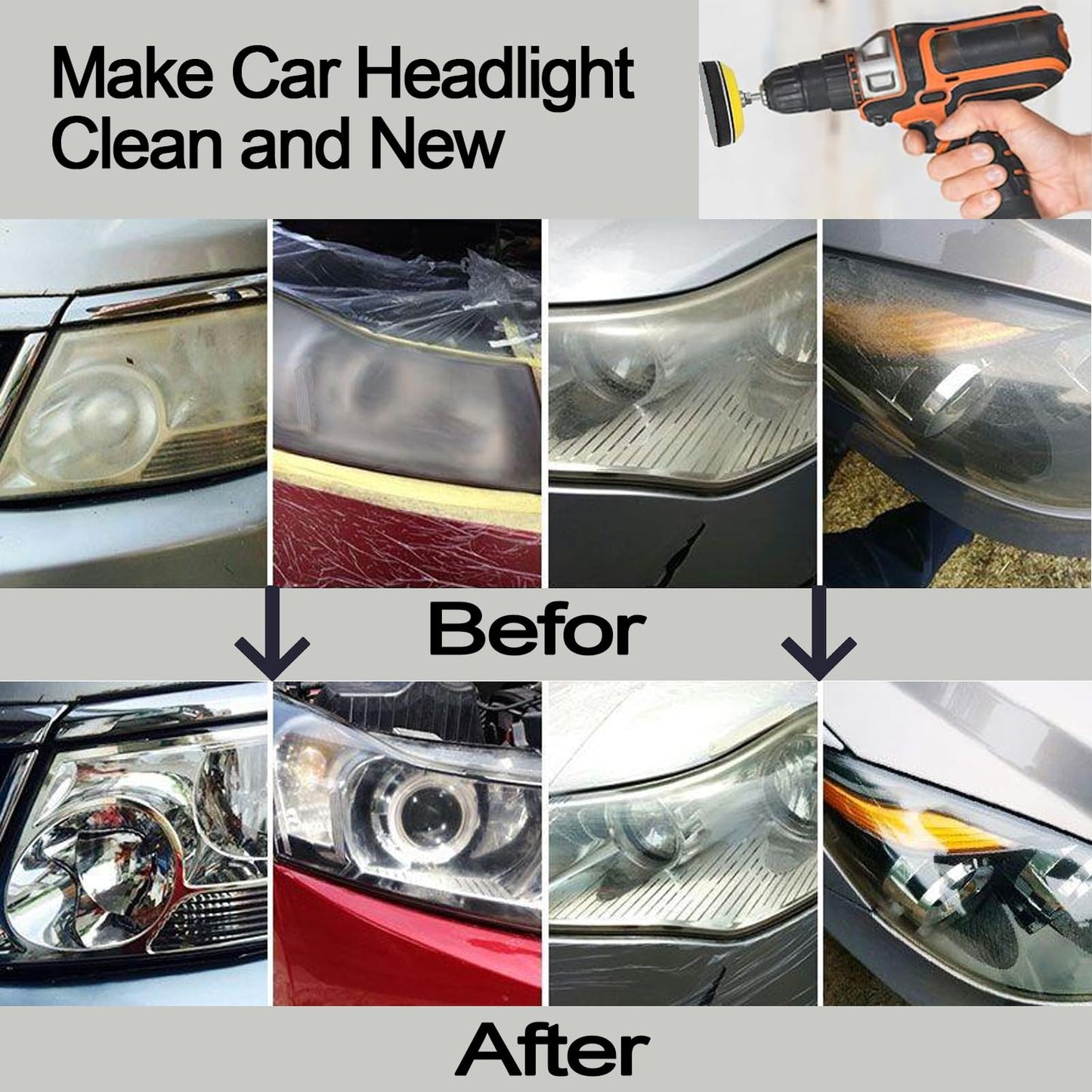 3 Inch Sanding Disc Car Headlight Restoration Kit, 120 Pcs Hook and Loop Wet Dry Sandpaper 60 to 10000 Grits Drill Polishing Buffing Pads Sponge with Rotary Tools for Car Metal Wood Glass