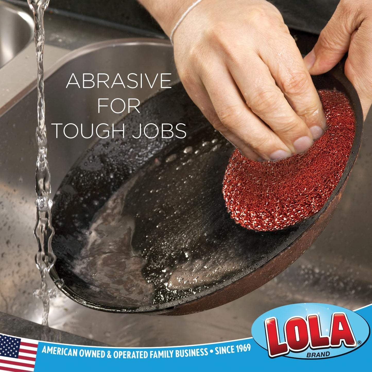 LOLA Copper Mesh Scouring Pad, 18 Grams, 12 Pack, eavy Duty Cleaning Pads, Copper Coated Knitted Flat Wire Mesh, Recyclable, Cleans Baked On Messes