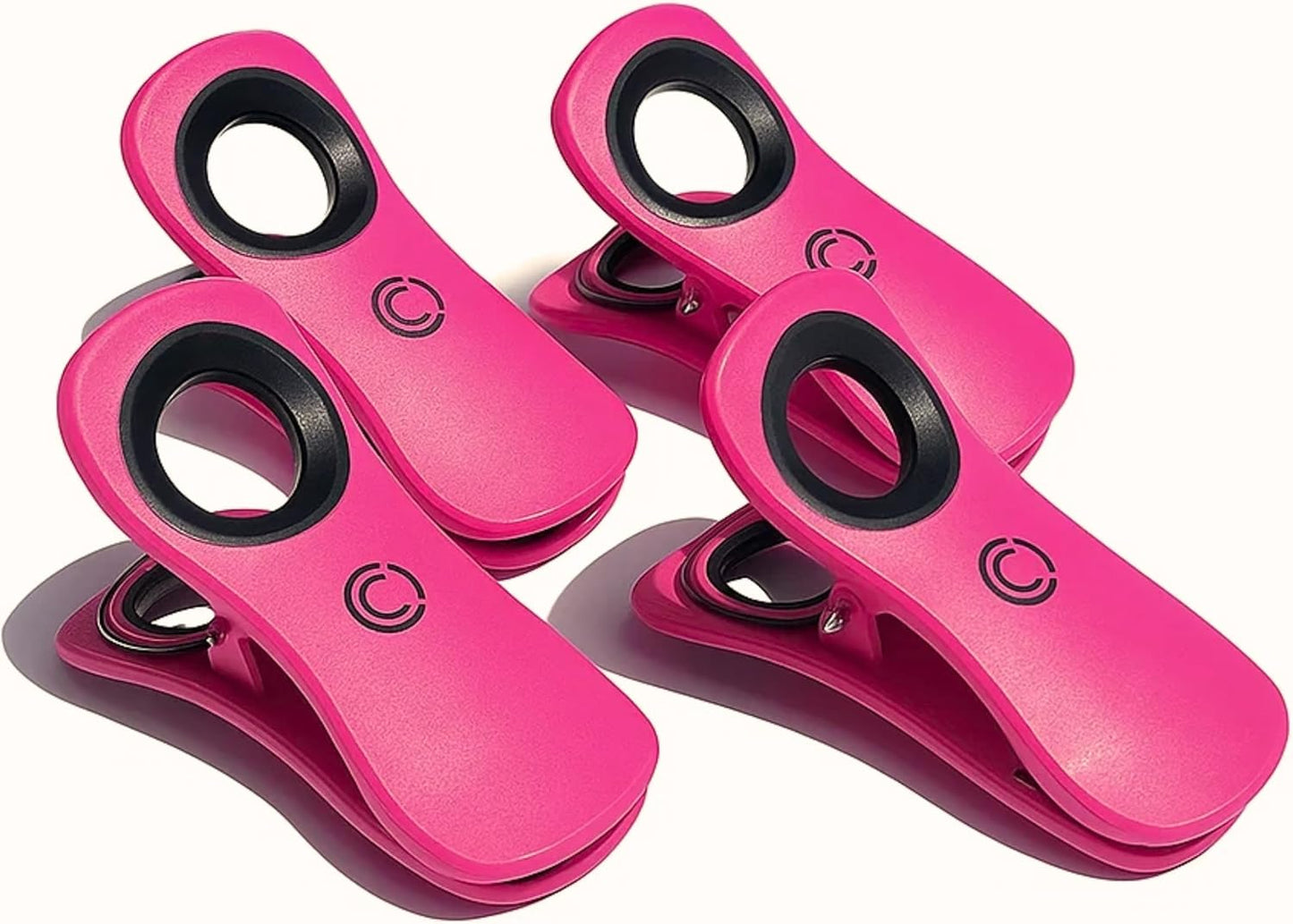 CoreClips Towel Clips for Beach Chairs - Set of 4 Pool Towel Holder Clips for Lounge Chairs on Cruise, Large 2.5” Opening Heavy Duty Clip for Towels on Boat Loungers with Travel Pouch - Pink