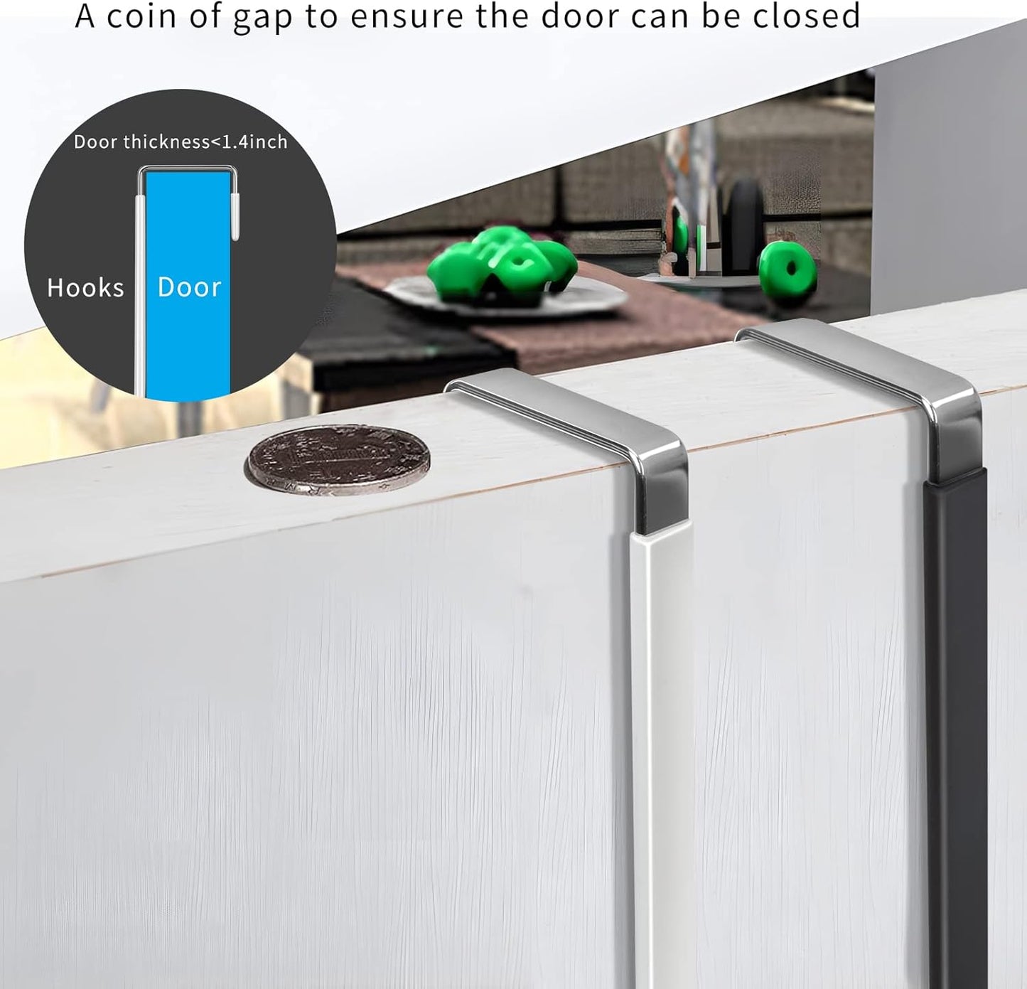 FYY Over The Door Hooks, 4 Pack Door Hangers Hooks with Rubber Prevent Scratches Heavy Duty Organizer Hooks for Living Room, Bathroom, Bedroom, Kitchen Hanging Clothes, Towels, Hats, Coats, Bags Mix