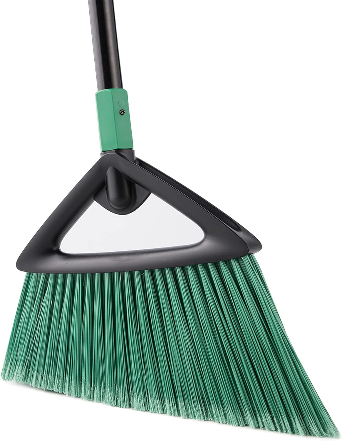 Eyliden Broom, Angle Broom with 57" Long Handle | Fit Heavy-Duty Cleaning, Also Works Well Fine Dust | Commercial Outdoor Indoor Sweeper for Courtyard Sidewalk Deck Kitchen Lobby Garage, Green