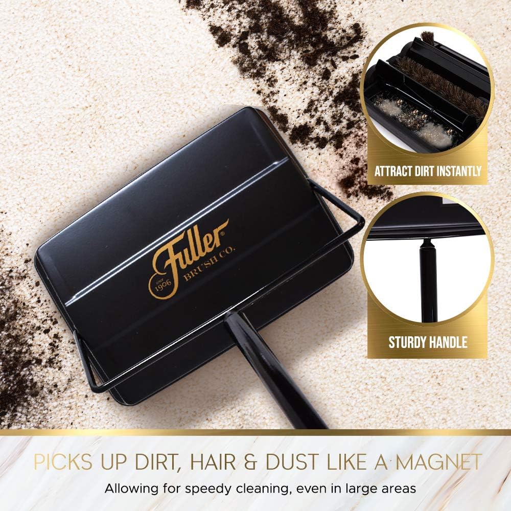 Fuller Brush 17073 Electrostatic Carpet & Floor Sweeper - 9" Cleaning Path - Lightweight - Ideal for Crumby Messes - Works On Carpets & Hard Floor Surfaces - Peach