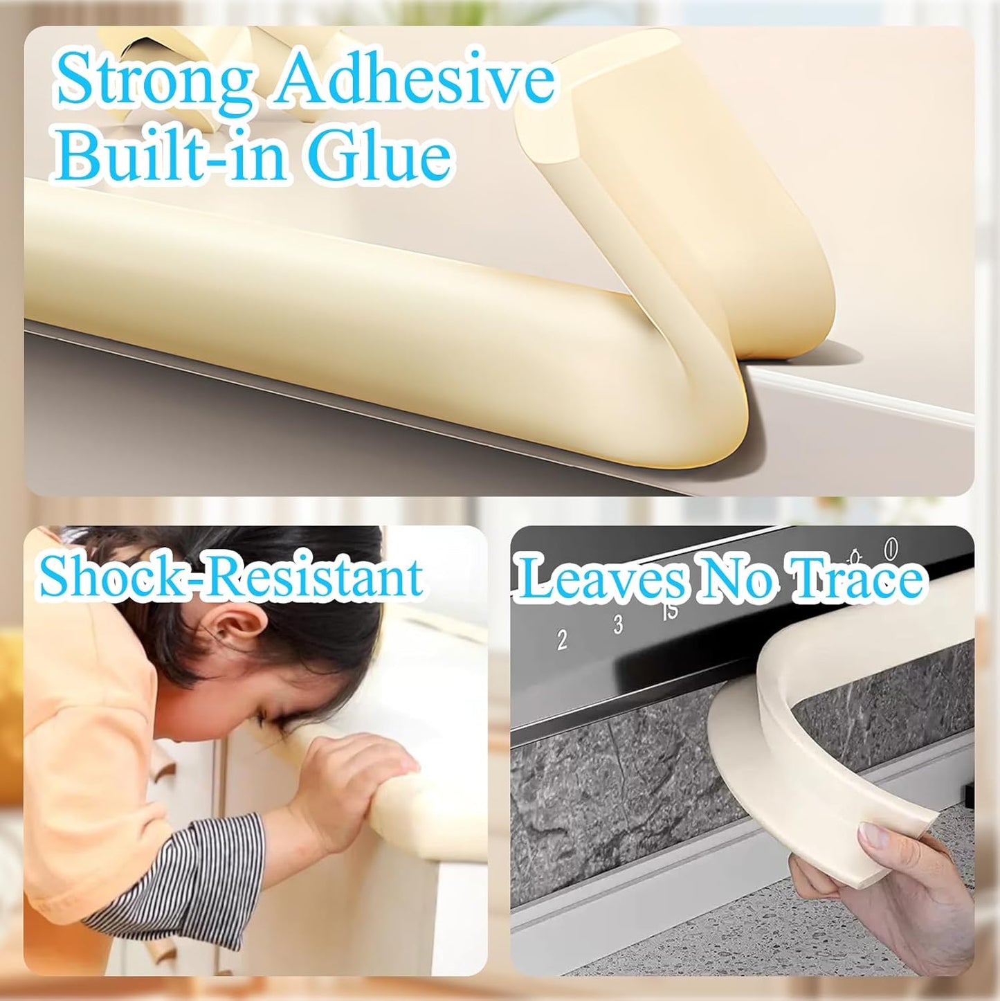 Baby Proofing Edge Corner Protector,1Roll L-Shape Soft Cabinet Door Bumper Corner Strip,4 Furniture Safety Bumper Corner Guards,Wall Protector,Self Adhesive,for Nursery,Fireplace,Kitchen,Table