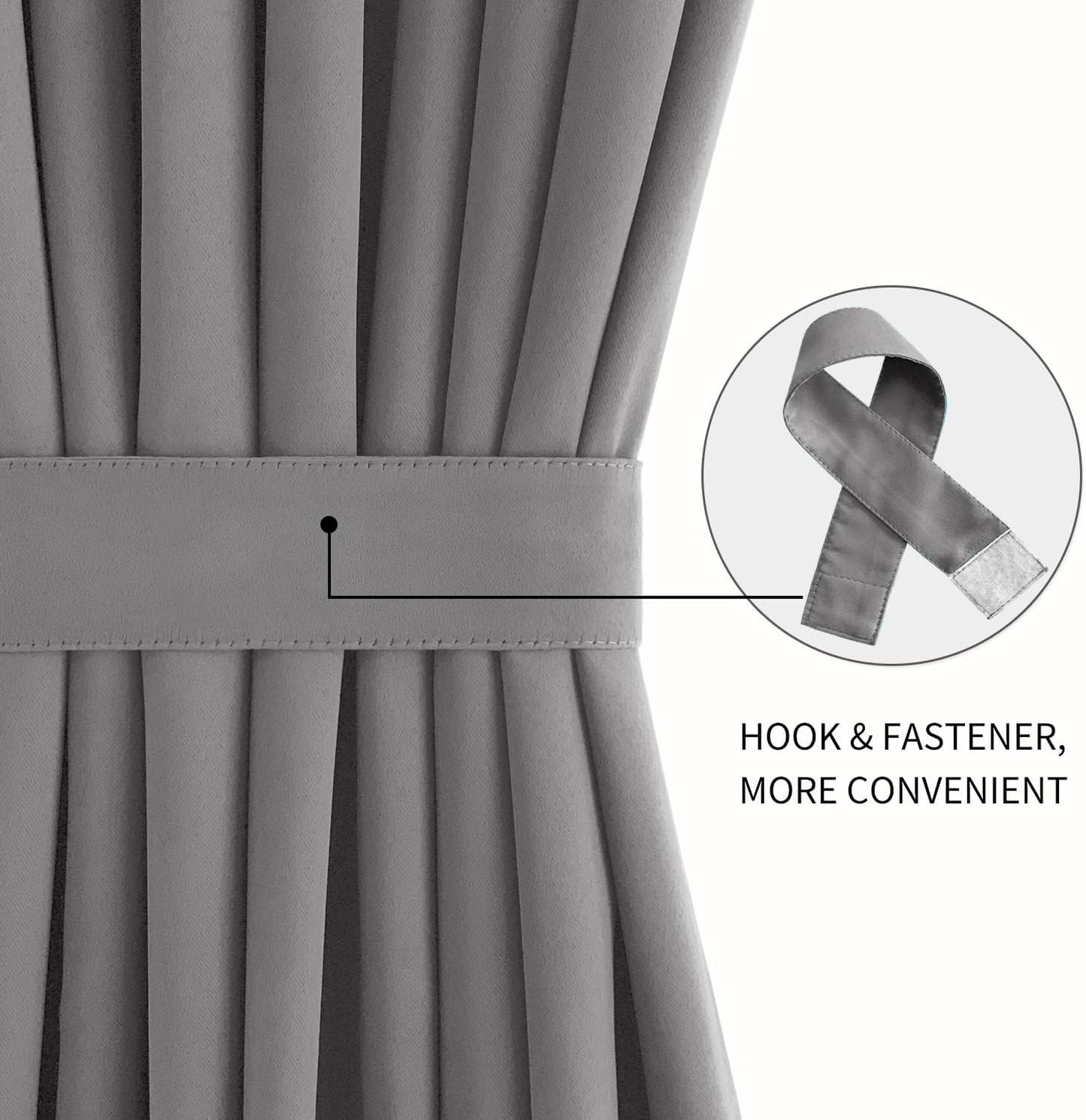 DWCN French Door Curtains – Rod Pocket Thermal Blackout Curtain for Doors with Glass Window, Kitchen and Patio Doors for Privacy, 25 X 72 Inches Long, 1 Curtain Panel with Tieback, Grey