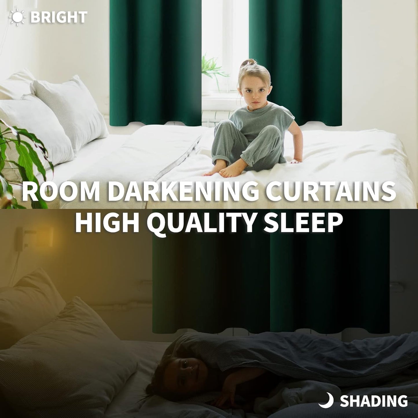 BGment Emerald Green Blackout Curtains 84 Inches Length for Living Room - Thermal Insulated Room Darkening Window Drapes with Rod Pocket Christmas Decor for Bedroom, 52 x 84 Inch, 2 Panels