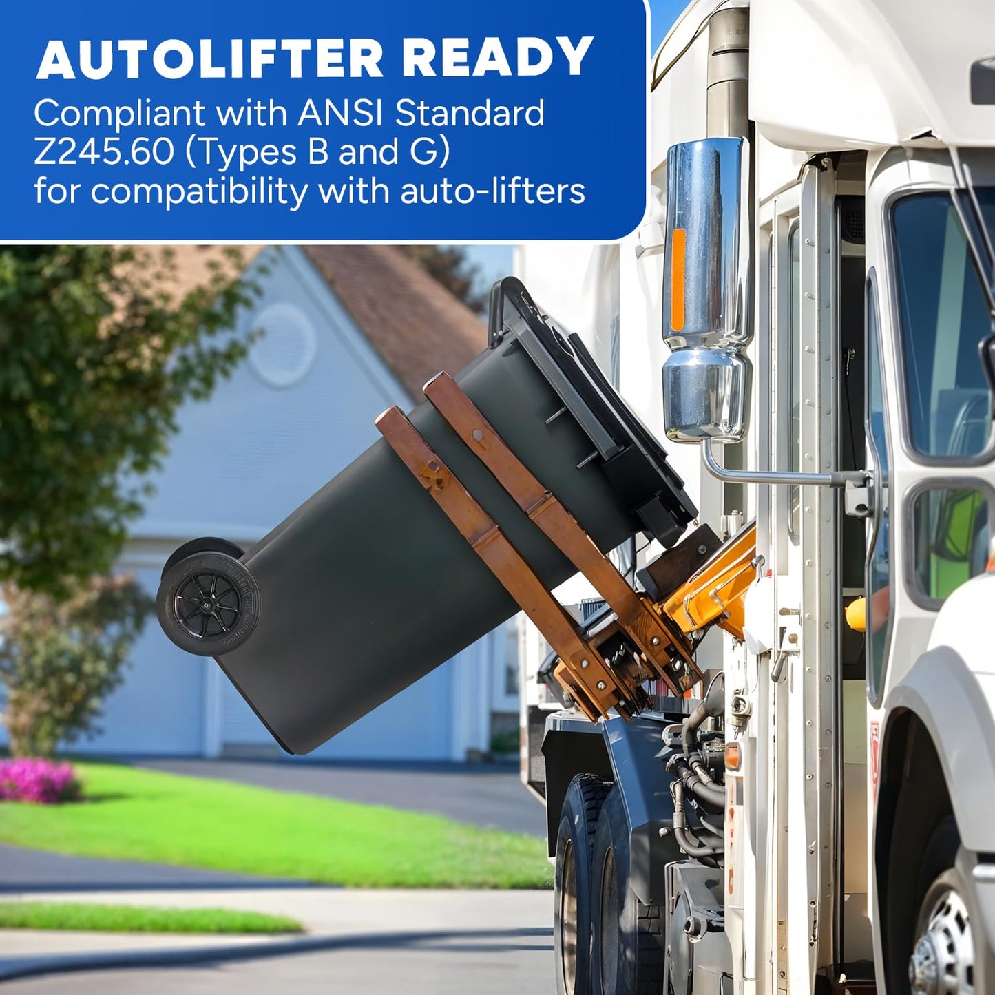 32 Gallon Trash Can with Wheels Outdoor Trash Can with Lid and Wheels Lockable Garbage Can Commercial Heavy-Duty Trash Bin Rolling, Plastic Gray