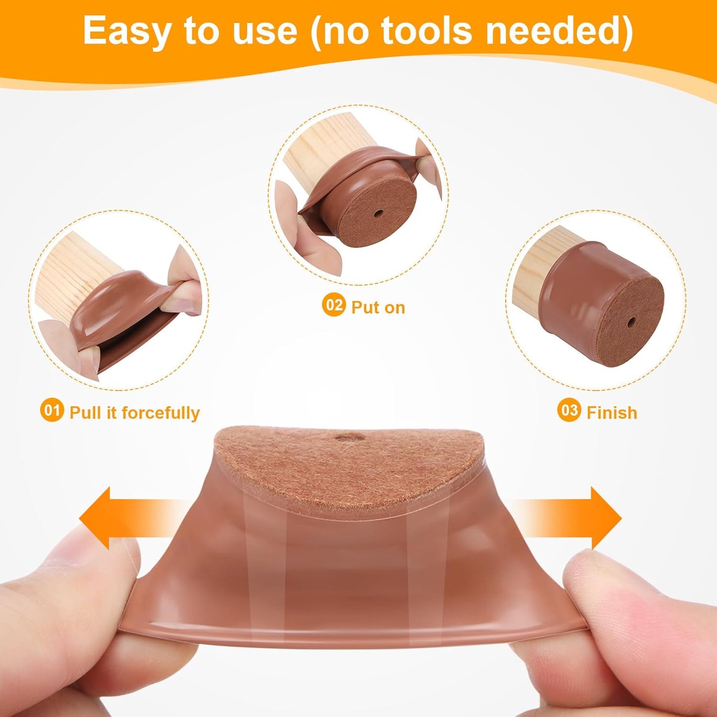 CHUNZEXI 32 Pack Chair Leg Floor Protectors for Hardwood Floors, Silicone Felt Covers Pads Caps, Protect Wood Furniture Feet Floors Noise Reduce and Scratch (Universal Large & Brown)