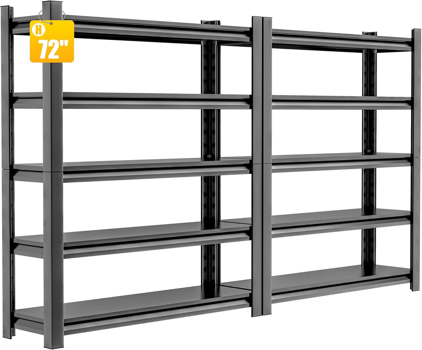 2 Pieces Garage Shelving,5 Tier 72"X47.2"X23.6"Inches,Storage Shelves Heavy Duty Thickened Metal Shelves Shelving Units and Storage,Garage Shelves Unit for Basement Metro