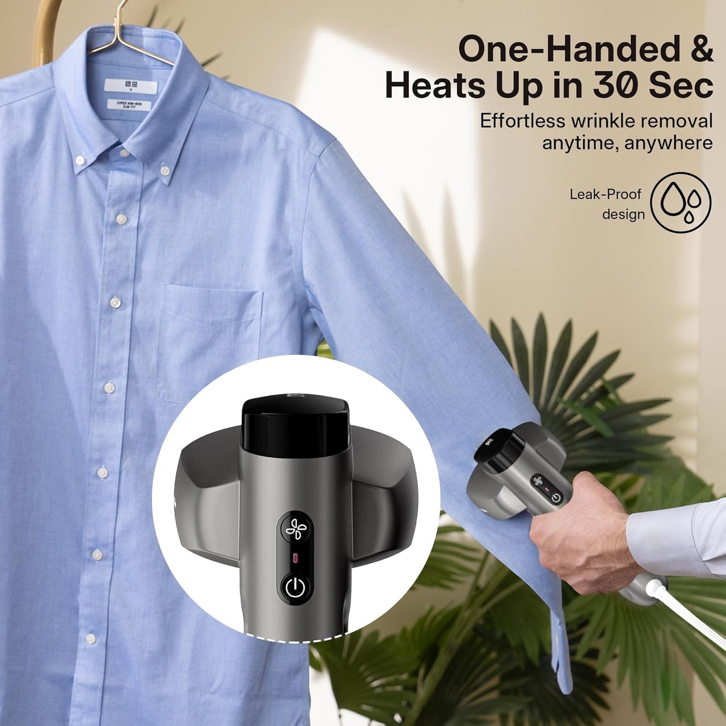 GKJ Steamer for Clothes, Handheld Vacuum Steamer 2300 Pa Suction, Portable Travel Steamers for Clothes, Steaming & Ironing 2 In 1, Auto-Grip, Removes Wrinkle