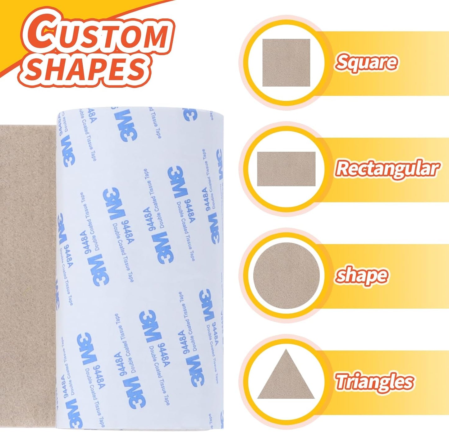 Felt Furniture Pads, Heavy Duty Felts Strip Roll with Adhesive Backing Felt Pads Furniture Feet Cuttable Felts Tape for Protecting Hardwood Floors(5 x 120 x 0.12 Inch, White)