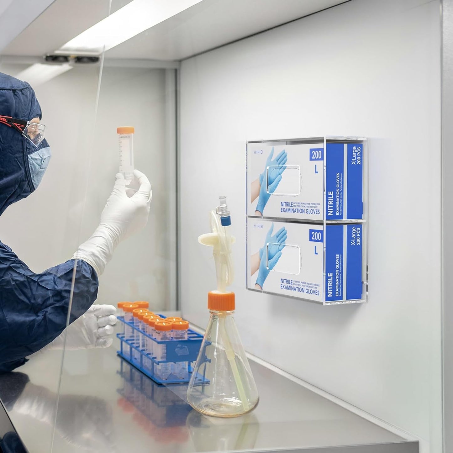 HIIMIEI Glove Holder for Wall Mount: Magnetic Gloves Box Holder, Acrylic Disposable Rubber Latex Glove Dispenser