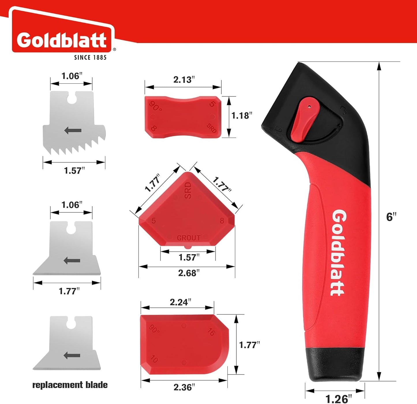 Goldblatt Caulk Remover Tool, Grout Removal Tool, Caulking Tool, Silicone Caulking Tool Kit, Sealant Finishing Tools for Sink Joint Bathroom Kitchen Floor
