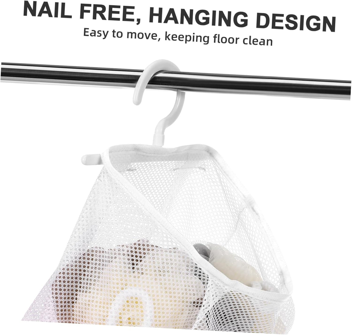 Cabilock 5pcs Mesh Hanging Bag Hanging Clothes Travel White Polyester Fruit