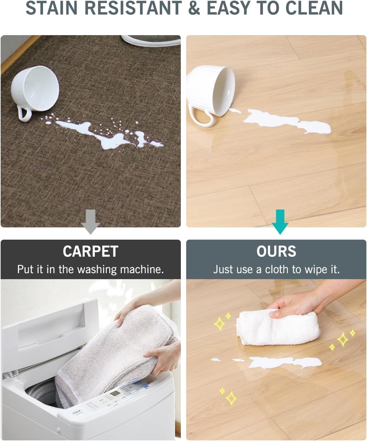 Area Mat for Floor, 8'×10' Transparent PVC Area Rug for Home, Waterproof Durable Hard Floor Protector for Dining Room, Large Anti-Scratch Floor Mats for Bedroom, Living Room