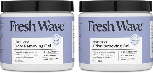 Fresh Wave Lavender Odor Removing Gel, 15 oz., Pack of 2 - Safer Odor Absorbers for Home, Natural Plant-Based Odor Eliminator, Every 15 oz. lasts 30-60 Days, For Cooking, Trash & Pets