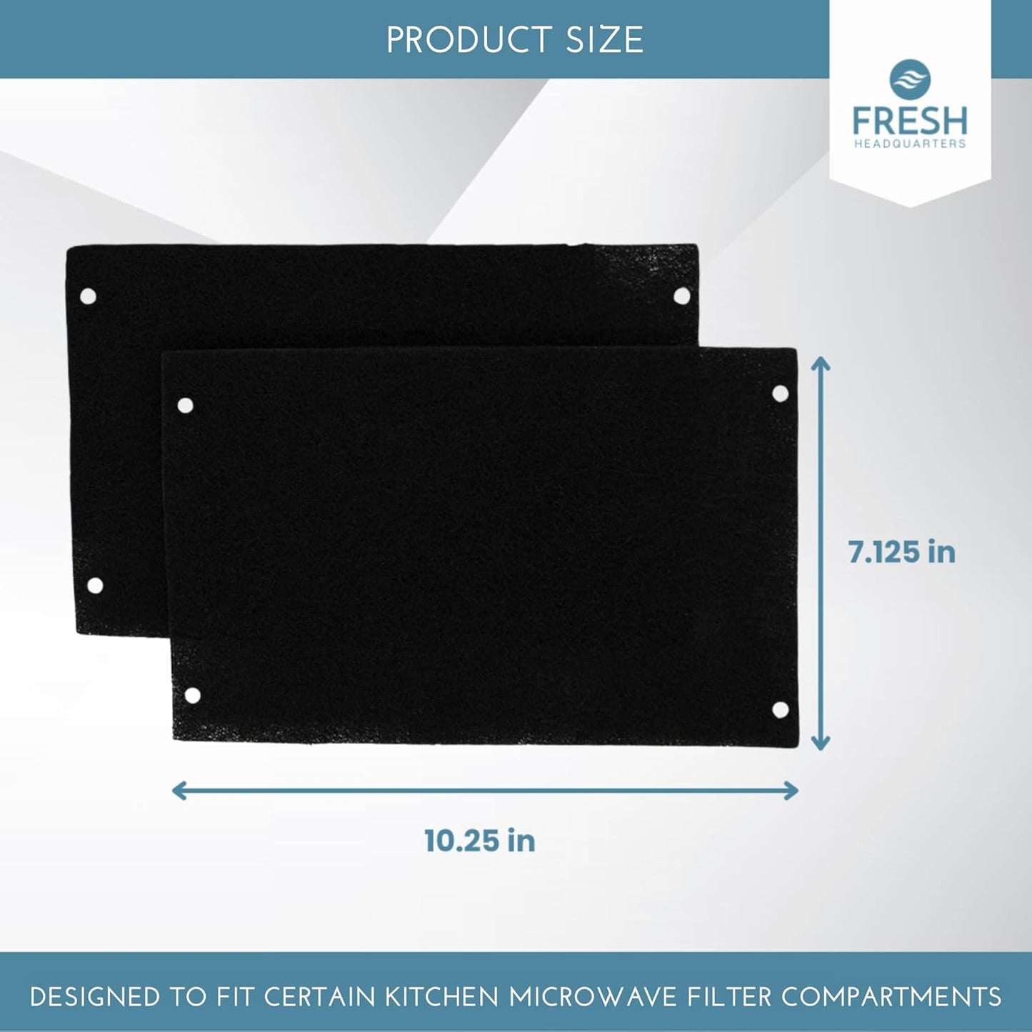 2-Pack Activated Carbon Charcoal Microwave Hood Filters - 10.25" x 7.125" Microwave Hood Filters - Compatible with Whirlpool WML55011HS & WML75011HZ Low‑Profile Models, Made in USA