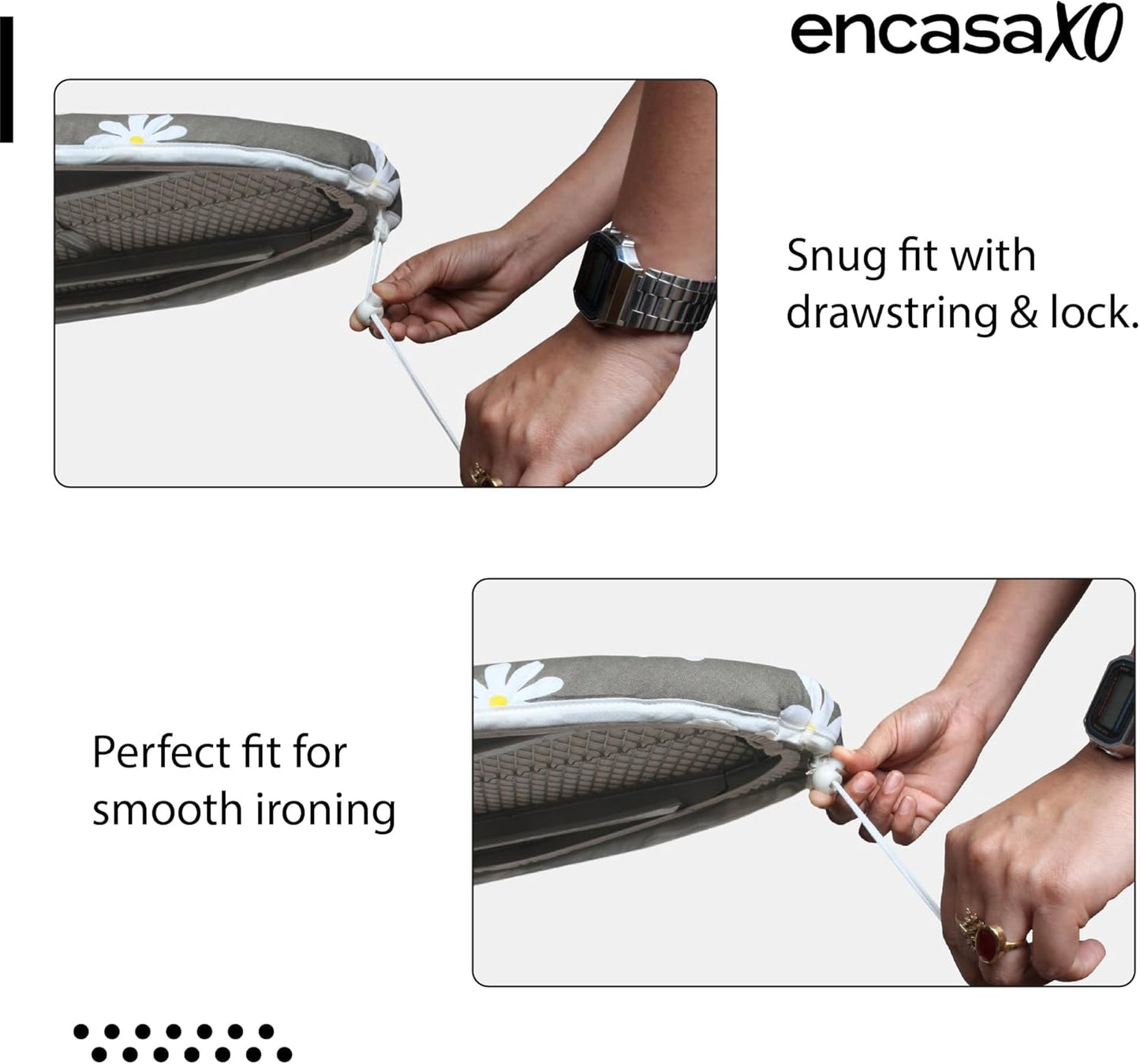 Encasa XO Ironing Board Cover and Pad 42"x14" - Thick 3mm Felt Padding, Drawstring Tightening & Lock, Easy Fit, Scorch & Stain Resistant, Fits Medium Ironing Board - Zig Zag Peri