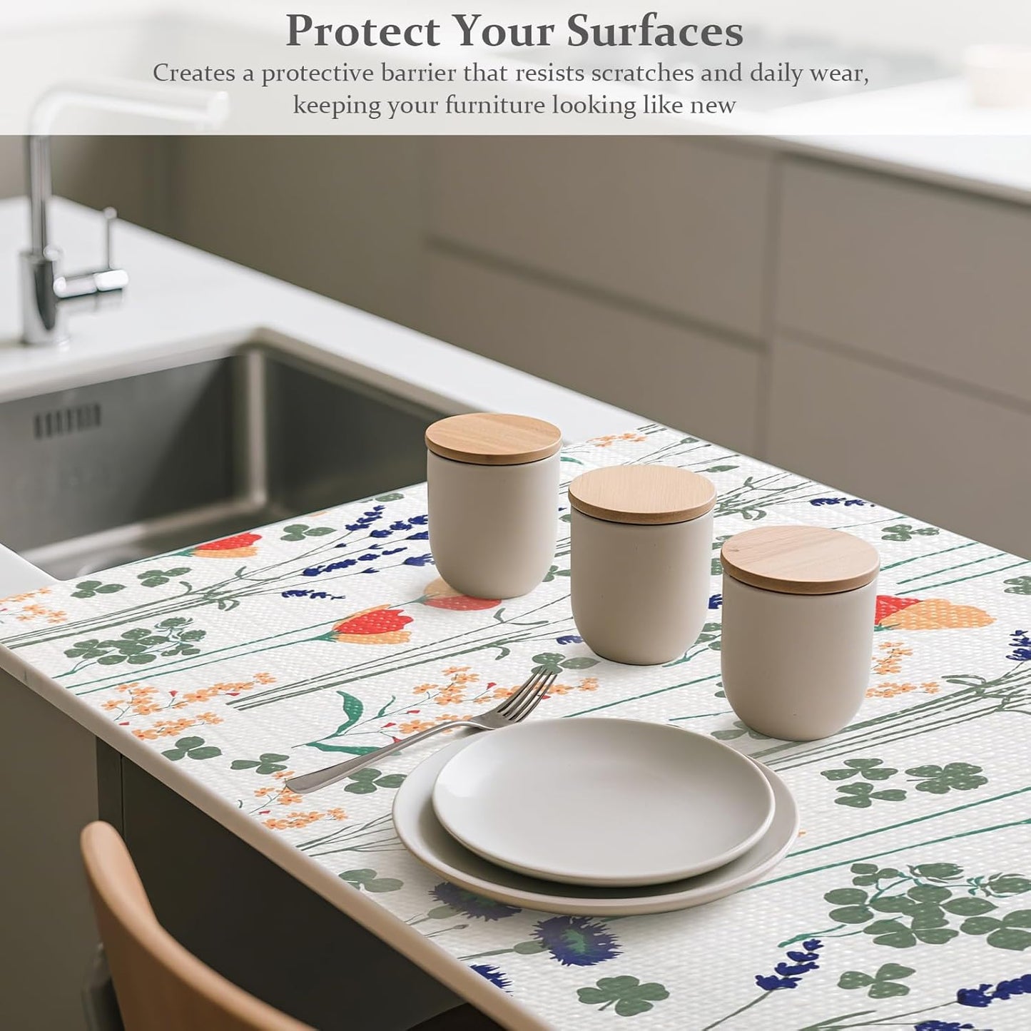 FINNEZ Shelf and Drawer Liner 12in x 30FT with Cutting Tool, Non Slip Non Adhesive Drawer Liners for Kitchen Cabinets, Waterproof Floral Cabinet Liner for Shelves, Refrigerator