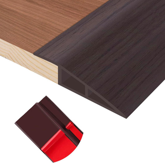 Floor Transition Strip Self Adhesive Vinyl Door Threshold for Doorways Carpet Edging Trim Overlap Edge Reducer for Laminate Floor, Carpet, Tile (Dark Walnut Grain, 2/5" to 3/5", 3.3Ft)