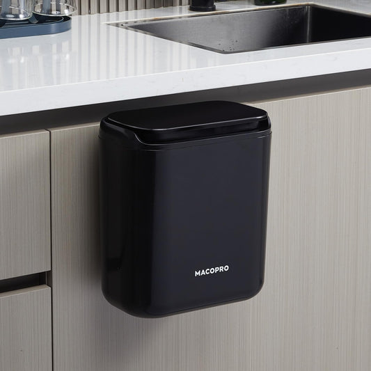 Compost Bin Hanging Trash Can with Lid Under Sink for Kitchen, Food Waste Bin for Countertop with Lid, Mountable Garbage Can for Bathroom, RV, 8L/2.6Gal