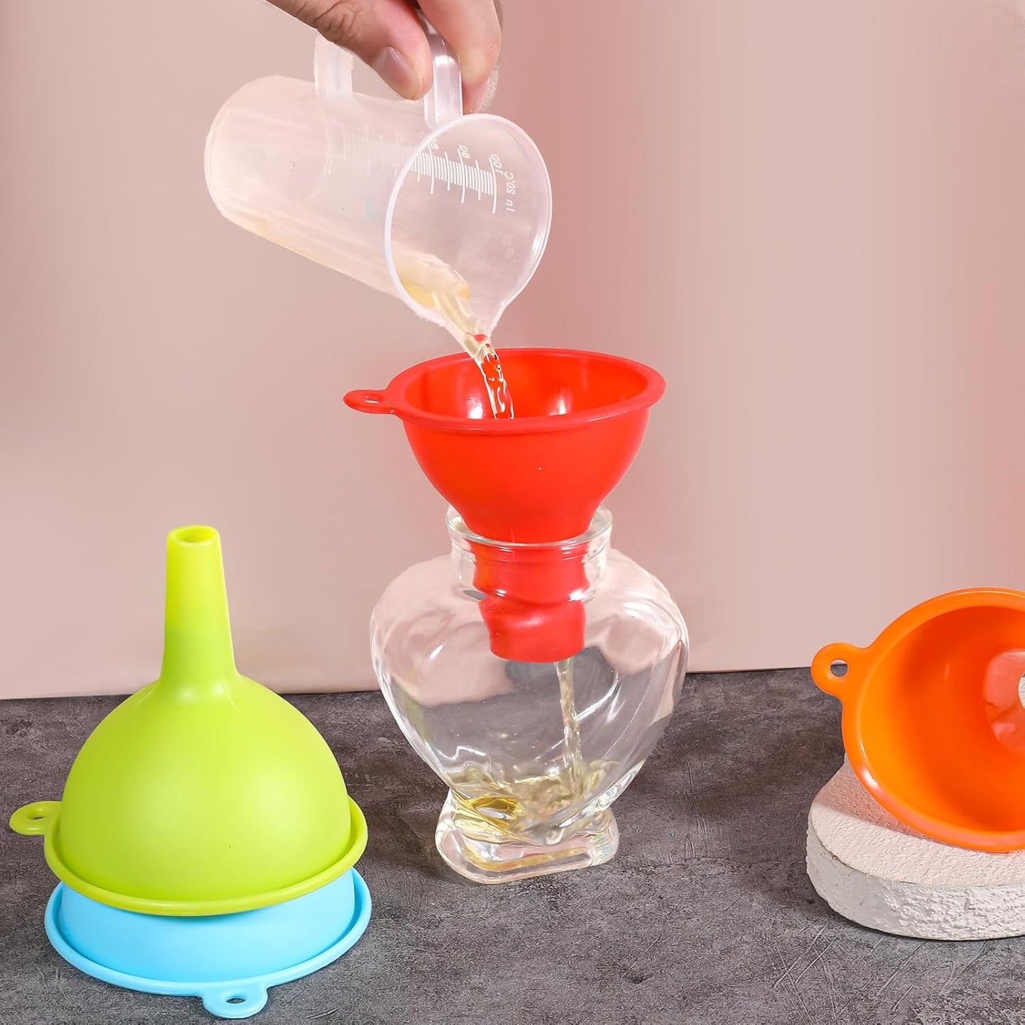 4 Pack Kitchen Silicone Funnel, 4 Colors Kitchen Funnel Set Wide Mouth Funnels for Filling Bottles Small Canning Funnels for Daily Cooking and Water Liquid Oil or Powder Transfer