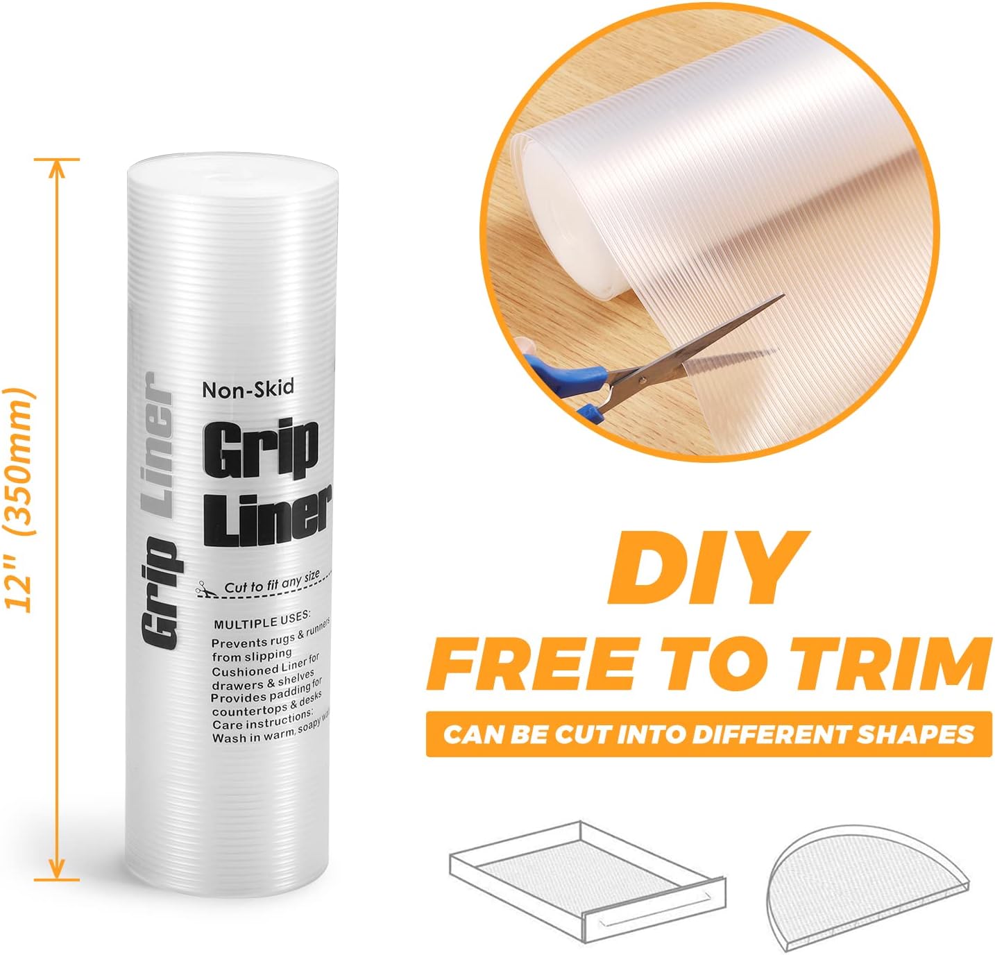 Glotoch Non Adhesive Shelf Liners for Kitchen Cabinets Clear 12"X60",Waterproof and Durable Drawer Liners,Fridge Table Place Mats for Cupboard, Cabinet.