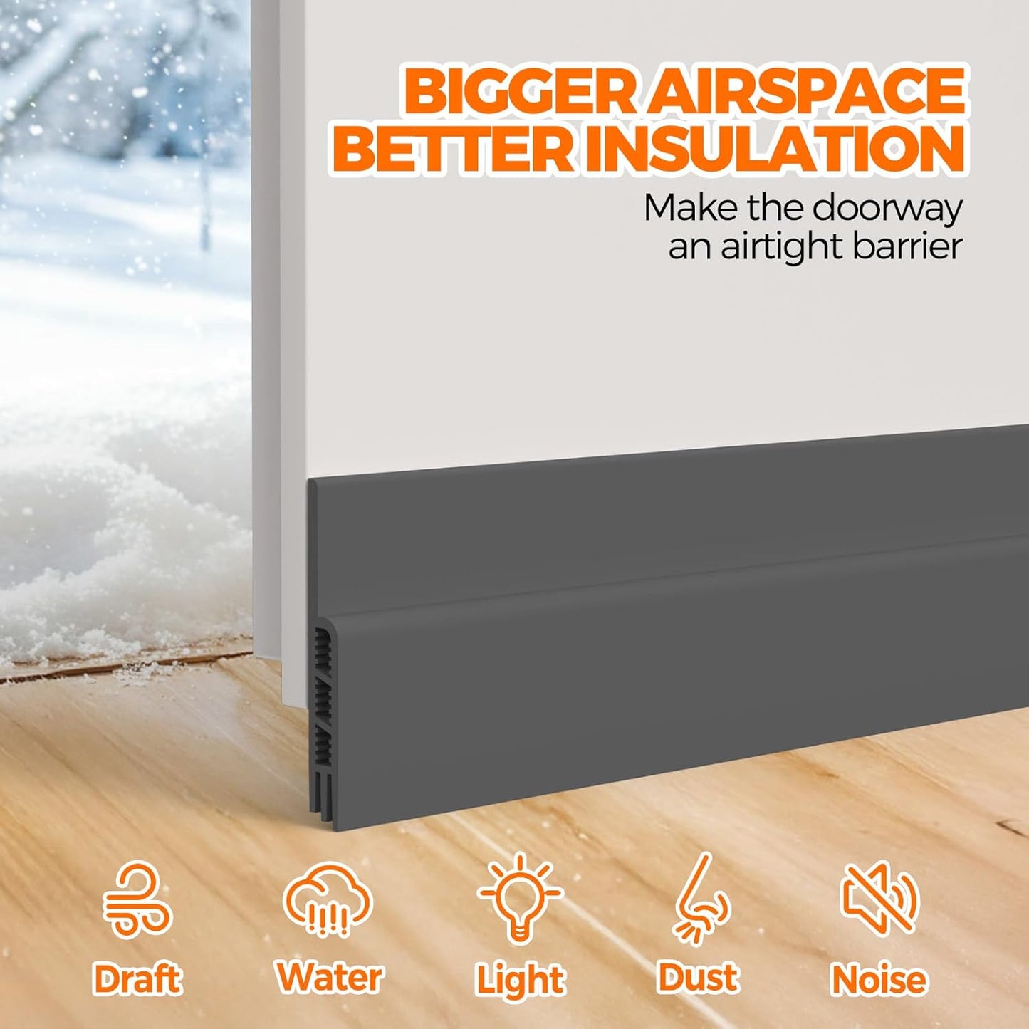 Holikme Weather Stripping 41 inch Door Draft Stopper Under Door Draft Blocker Doors Sweep Noise Stopper Noise Stopper Strong Adhesive Grey