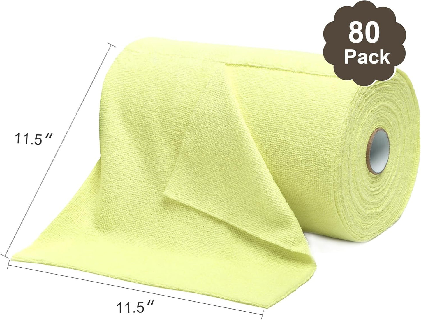 LIVOS Microfiber Cleaning Cloth Roll - 80 Pack, Reusable Paper Towels Tear Away Towels, Microfiber Towels for Cars, Super Absorbent Lint Free Cleaning Rags for House, Kitchen-Beige Yellow,11.5"x11.5"