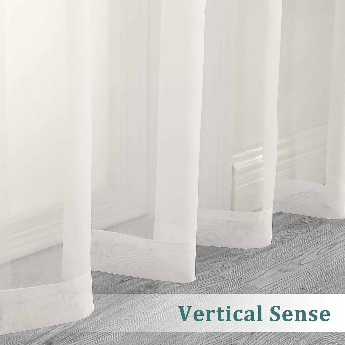 Chyhomenyc Sheer Curtains 72 Inch Length 2 Panels, Short Window Curtain Drapes Semi Transparent Voile Rod Pocket Curtains for Dining Bedroom Nursery Living Room, 42W x 72L inch, Ivory