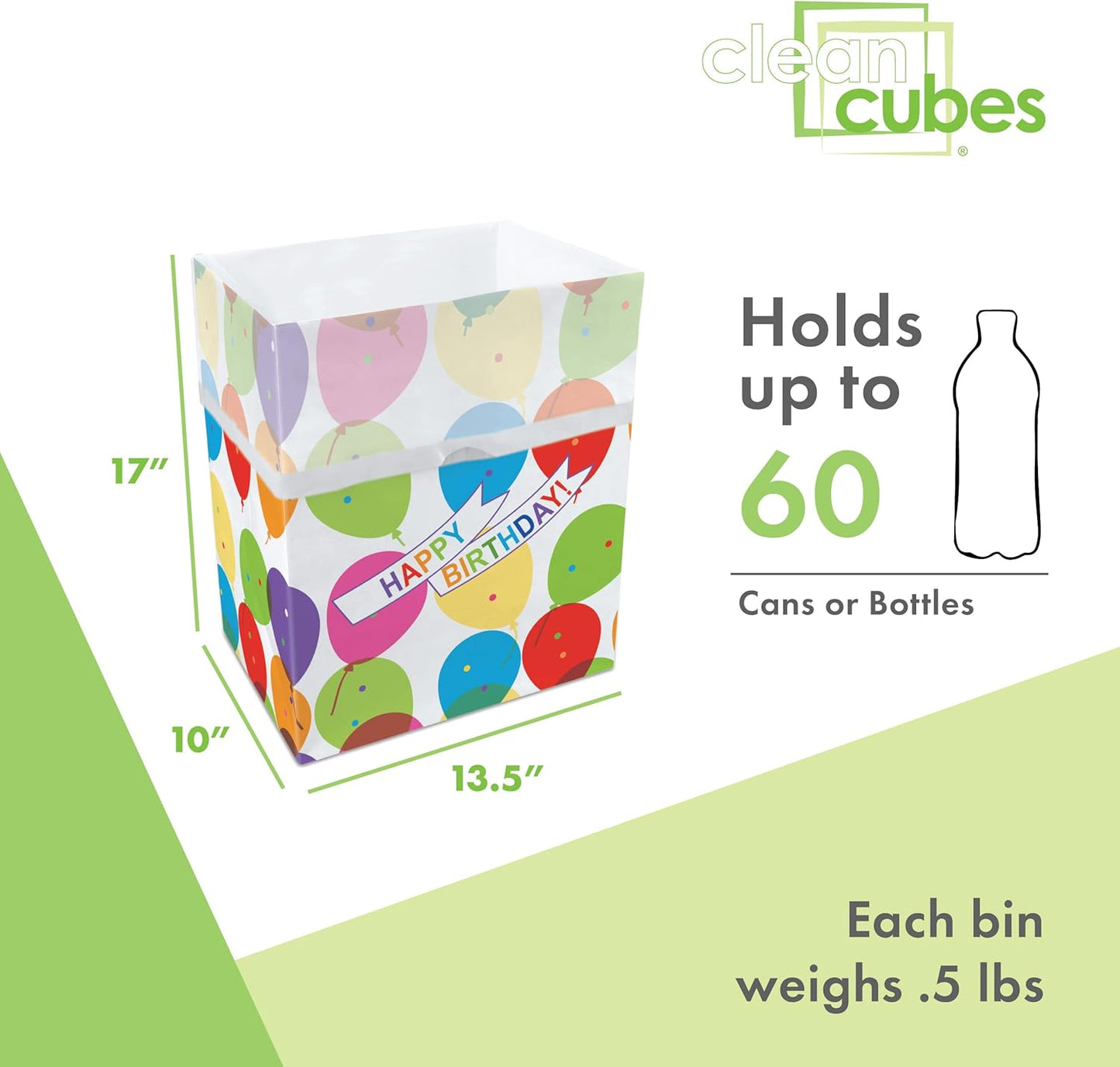 13 Gallon Disposable Pop-Up Trash Cans (6-Pack) with Fitted Bags – Foldable Garbage & Recycling Bins for Parties, Events & Kitchen (Birthday, 17" H x 13.5" W x 10" D)