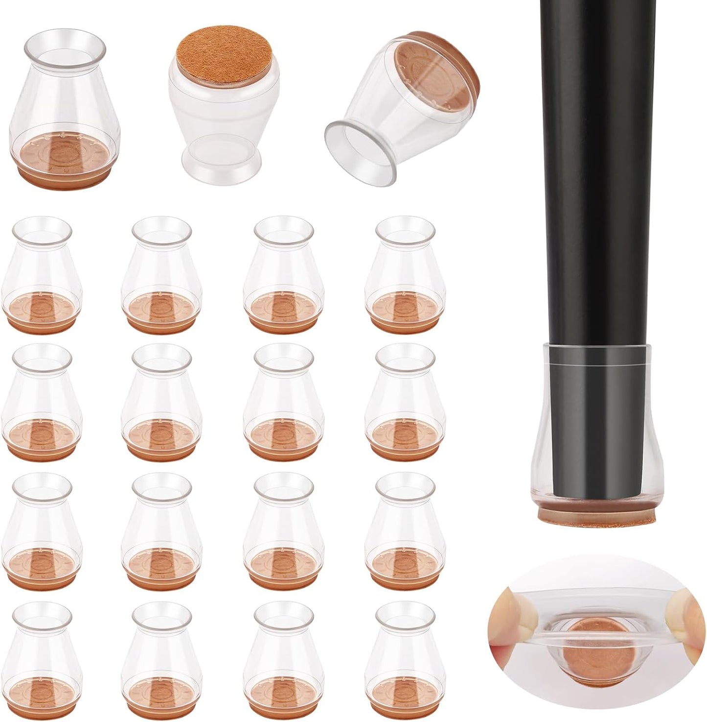 32 Pcs Extra Small Chair Leg Floor Protectors, Silicone Chair Leg Protectors for Hardwood Floors, High Elastic Chair Leg Caps, Chair Leg Covers Protect Wooden Floors from Scratching, Thick, Won't Tear