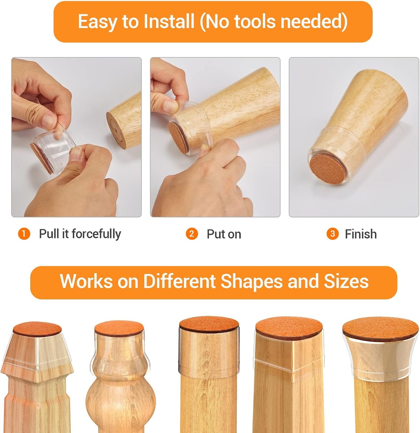 Glaais 36Pcs Silicone Chair Leg Floor Protectors, Floor Protectors for Chairs, Rubber Chair Leg Caps for Wood Floors, Chair Leg Protectors for Hardwood Floors,Rubber Chair Leg Covers (Small, Clear)