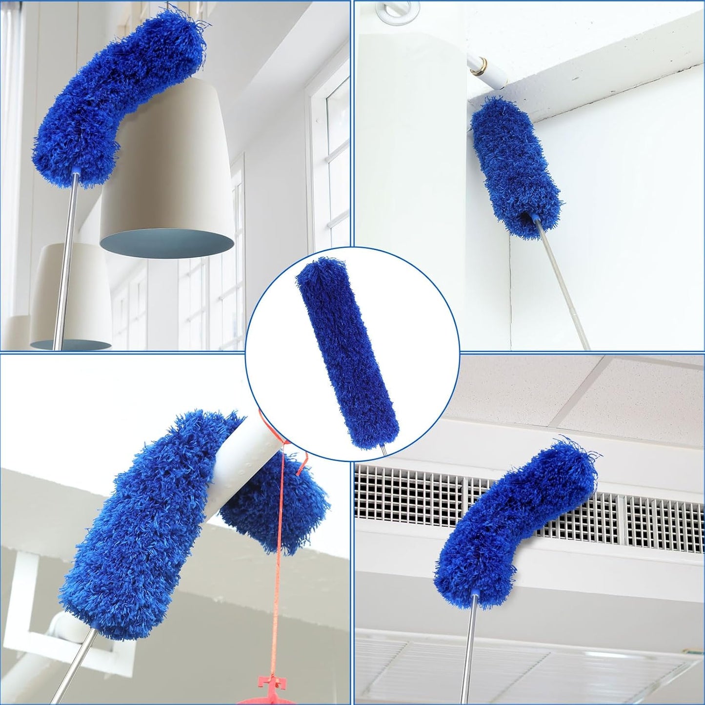 10 PCS Microfiber Cobweb Duster with Extension Pole (100 Inch Telescoping), Washable Dusters for Cleaning, Multifunctional Bendable Feather Duster for Ceiling Fan, Blind, High Ceiling