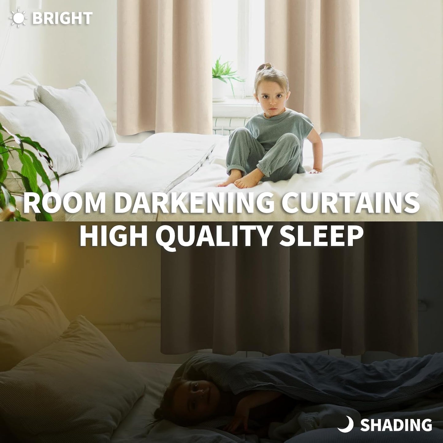 BGment Champagne Blackout Curtains for Bedroom 72 Inches Long - Thermal Insulated Room Darkening Curtain for Living Room, 42 x 72 Inch, 2 Panels