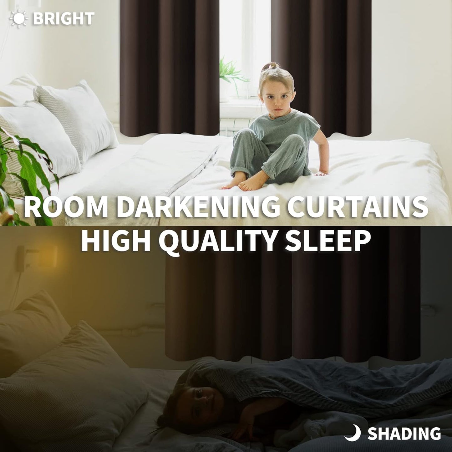 BGment Rod Pocket Blackout Curtains for Bedroom - Thermal Insulated Room Darkening Curtain for Living Room, 42 x 54 Inch, 2 Panels, Brown