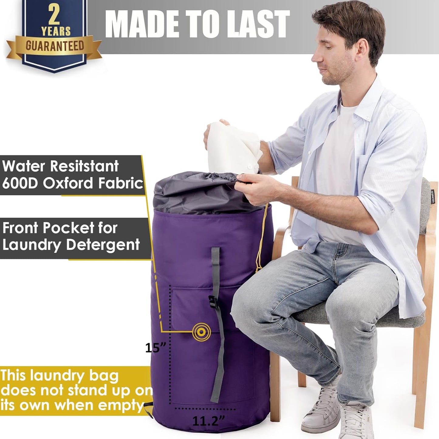 College Laundry Bag Extra Large Heavy Duty, Purple 115L Laundry Backpack Bag, Dorm Laundry Bag with Straps, Large Laundry Bags, Clothes Hamper Bag for College, Travel, Camp, Apartment, Laundromat
