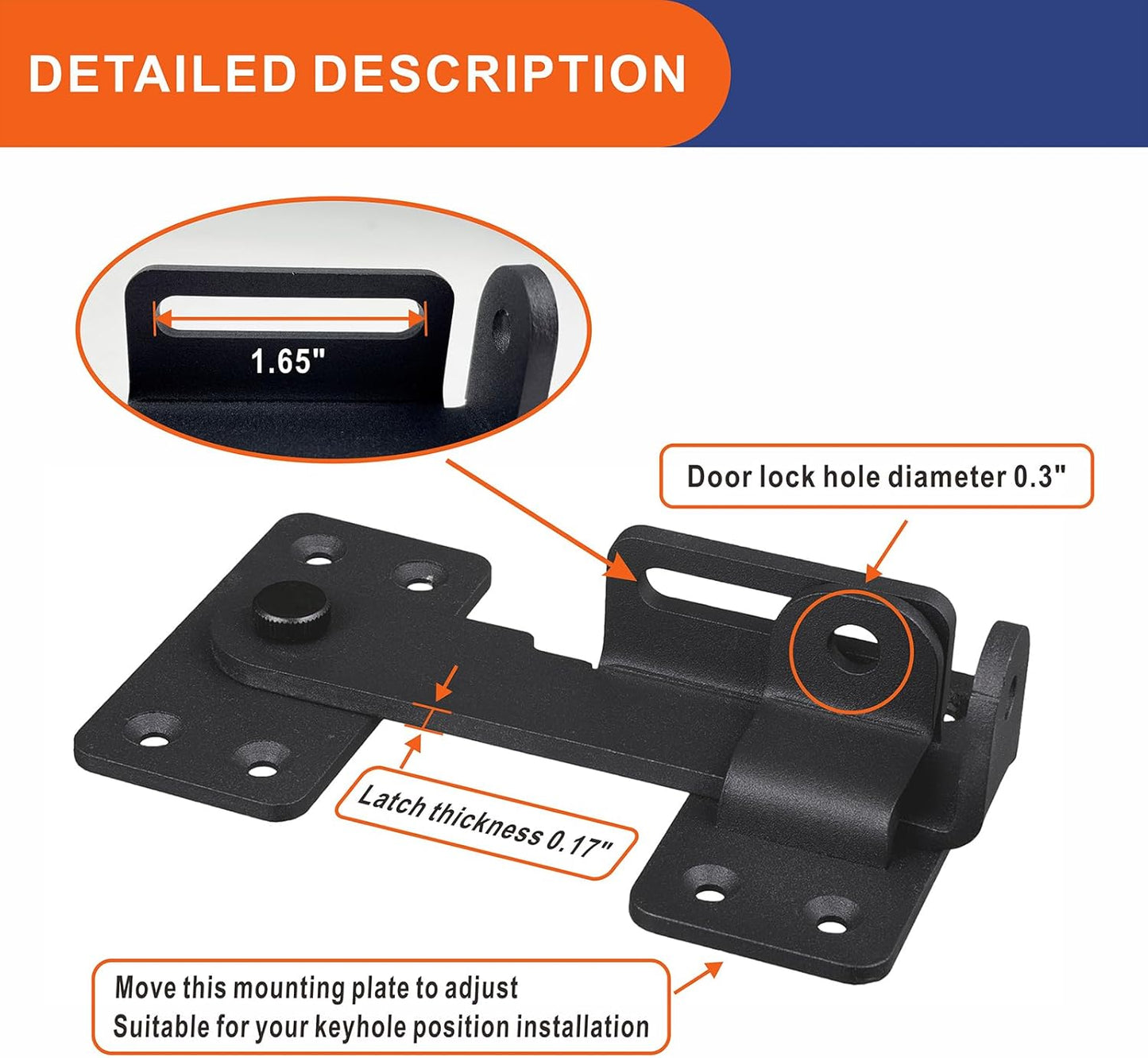 Flip Latch Lock,90 Degre Heavy Duty Gate Latch with Padlock Hole,Safety Door Bolt Latch Lock,Barn Door Lock Suitable for Wooden Fences,cabinets, bathrooms, Toilets, Windows, etc.