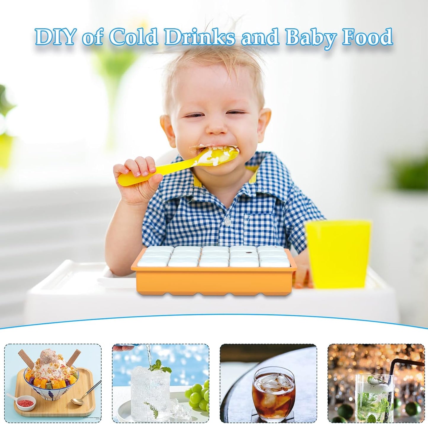 Ice Cube Tray, 3 Pack Silicone Ice Tray Easy-Release Flexible 15 Ice Cube Molds, Stackable Ice Trays for Freezer, Ice Cube Size 1.2 IN for Cocktail, Whiskey, Juice, Baby Food, BPA Free