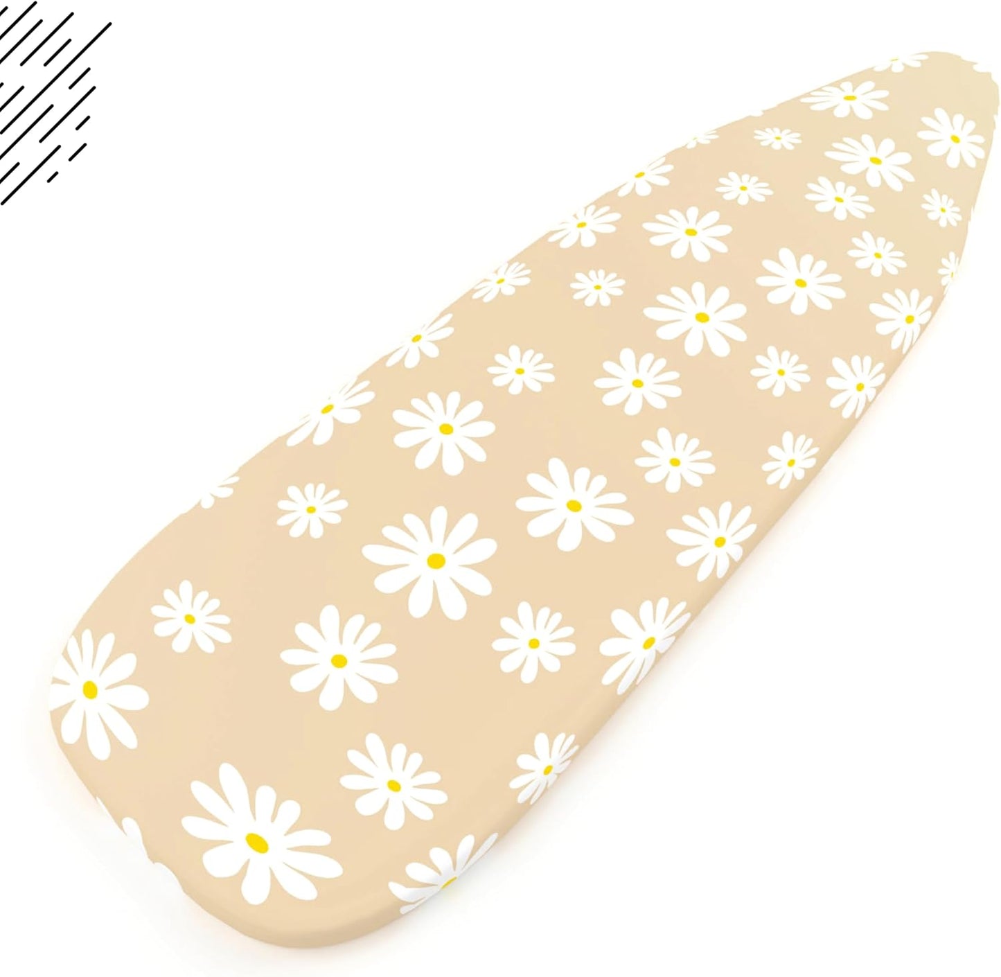 Encasa XO Ironing Board Cover and Pad 28"x12" - Thick 3mm Felt Padding, Drawstring Tightening & Lock, Easy Fit, Scorch & Stain Resistant, Fits Mini Ironing Board - Daisy Beige
