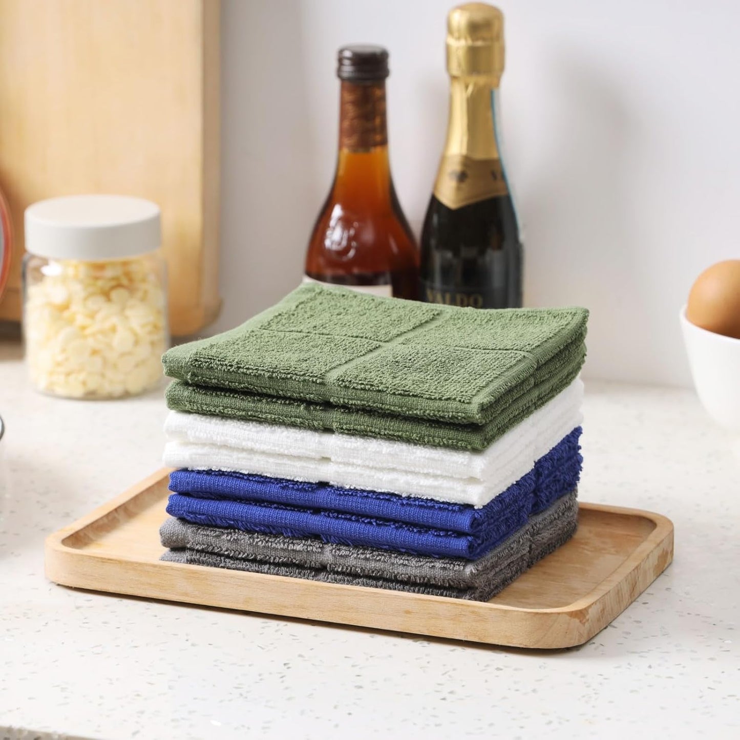 Glynniss Dishcloths Kitchen Highly Absorbent Dish Rags 100% Cotton Dish Cloths for Washing Dishes (Light Cream)