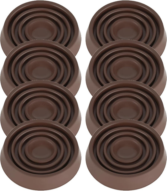 Furniture Coasters, 1.5X1.5 Rubber Caster Cups Non Slip Furniture Pads Non Skid Furnitures Grippers Anti Slide Floor Protector for Bed Couch Table Chair Stoppers (Brown, 8 Pack)