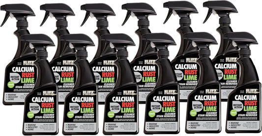 Flitz Calcium, Rust, & Lime Remover - 16oz Bottle of USA-Made Limescale Remover for Toilets, Showers, and More - Powerful Spray that Instantly Eliminates Tarnish, Grease, and Other Grime (12 Pack)