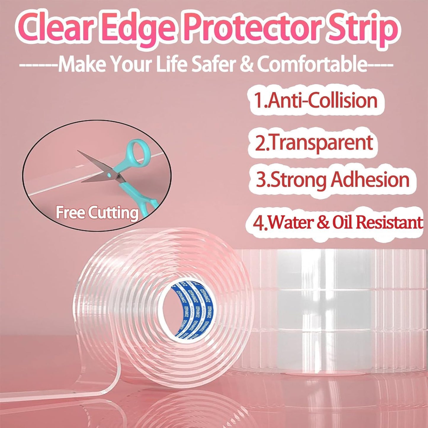 Clear Soft Corner Protectors for Furniture Strip,1.4in x13FT,Sharp Edge & Table Bumper,Window Edge,Wall Protector, Soft Corner Guards Safe for Proof,Table Corner Protectors in Family