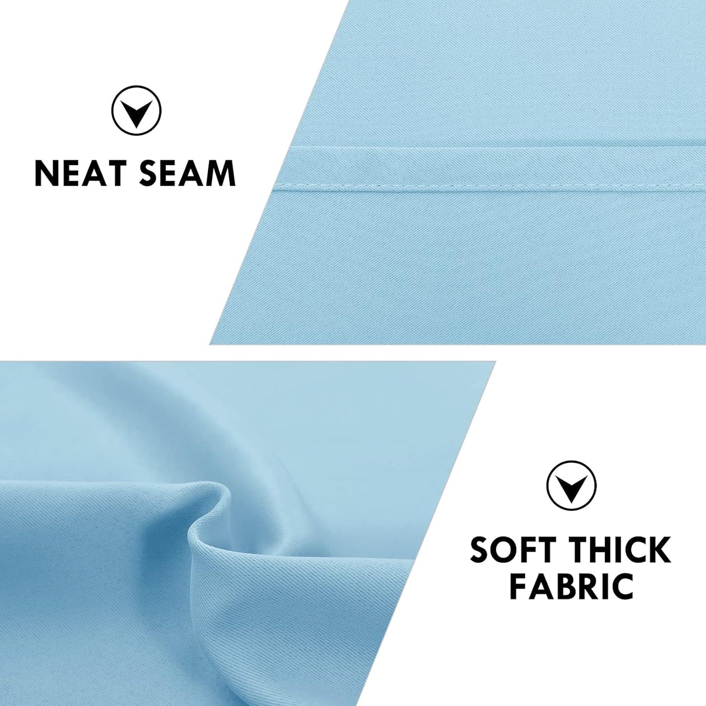 DWCN Blackout Curtains for Bedroom - Thermal Insulated Privacy Energy Saving Rod Pocket Drapes for Living Room, W 38 x L 72 Inch, Light Blue, Set of 2