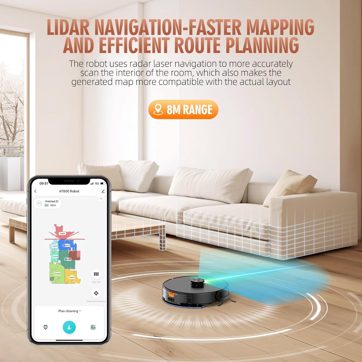 3-in-1 Robot Vacuum and Mop Combo with Self-Emptying Dock for 60 Days，LiDAR Navigation,4500Pa Strong SuctionApp/WiFi/Alexa Control, Self-Charging, Replaceable Dust Bag
